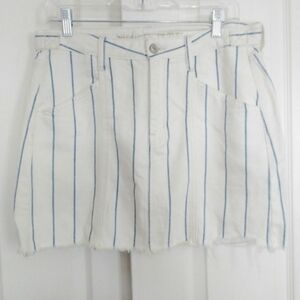 American Eagle High Rise Stretch White Mini Stripe Denim Skirt Size 2 Beach new